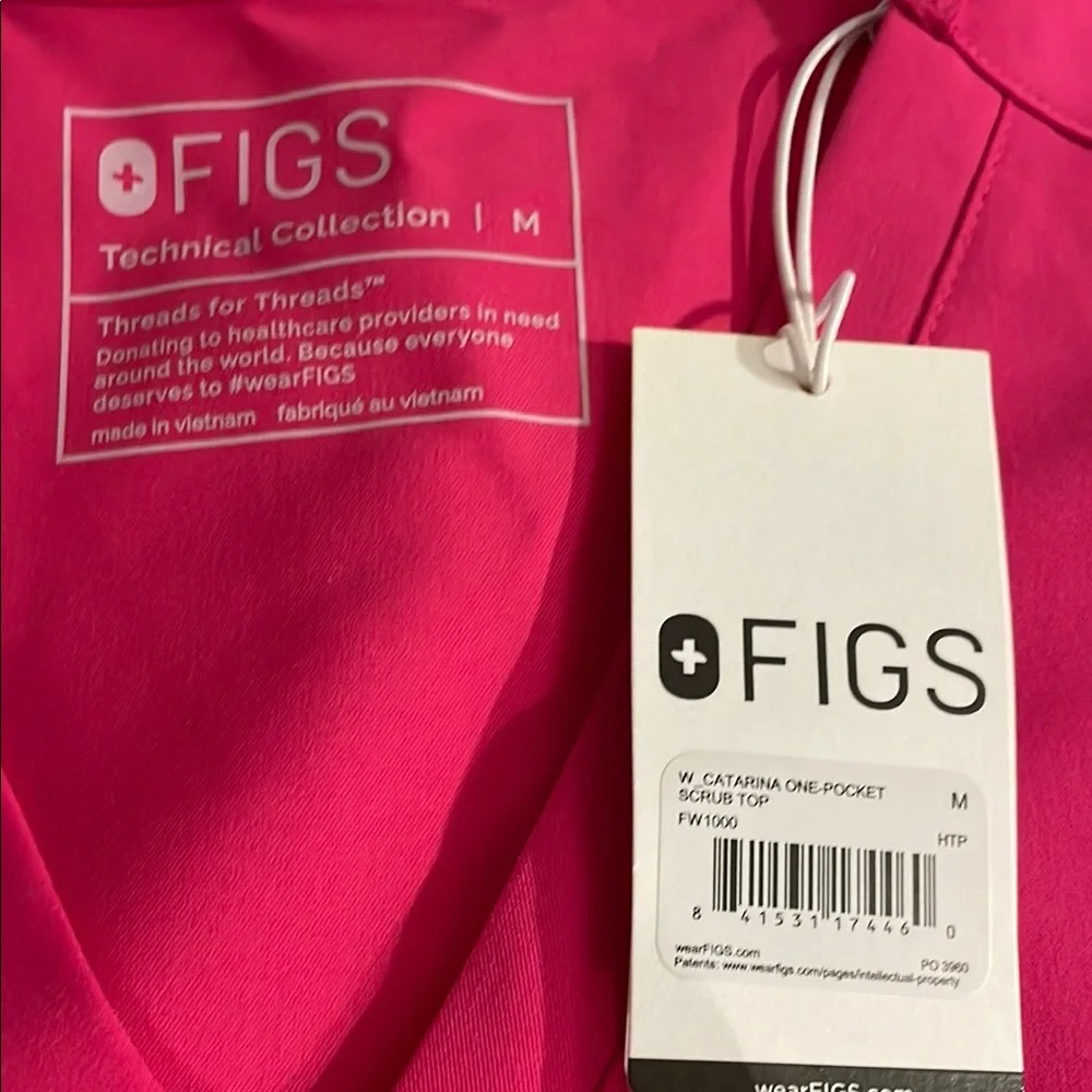 Figs “Hot Pink” Catarina One-Pocket Scrub Top - Picture 3 of 4